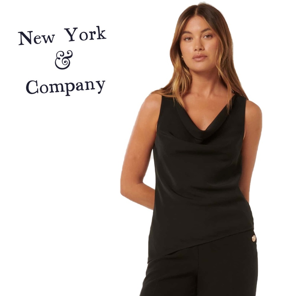 New York & Company NWOT Drape Sleeveless Top 19" p2p 26" length